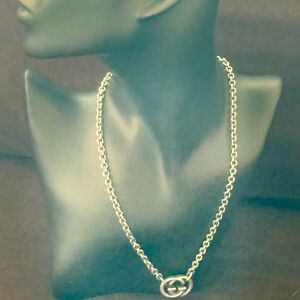 Gucci Silver Chain with Logo Pendant